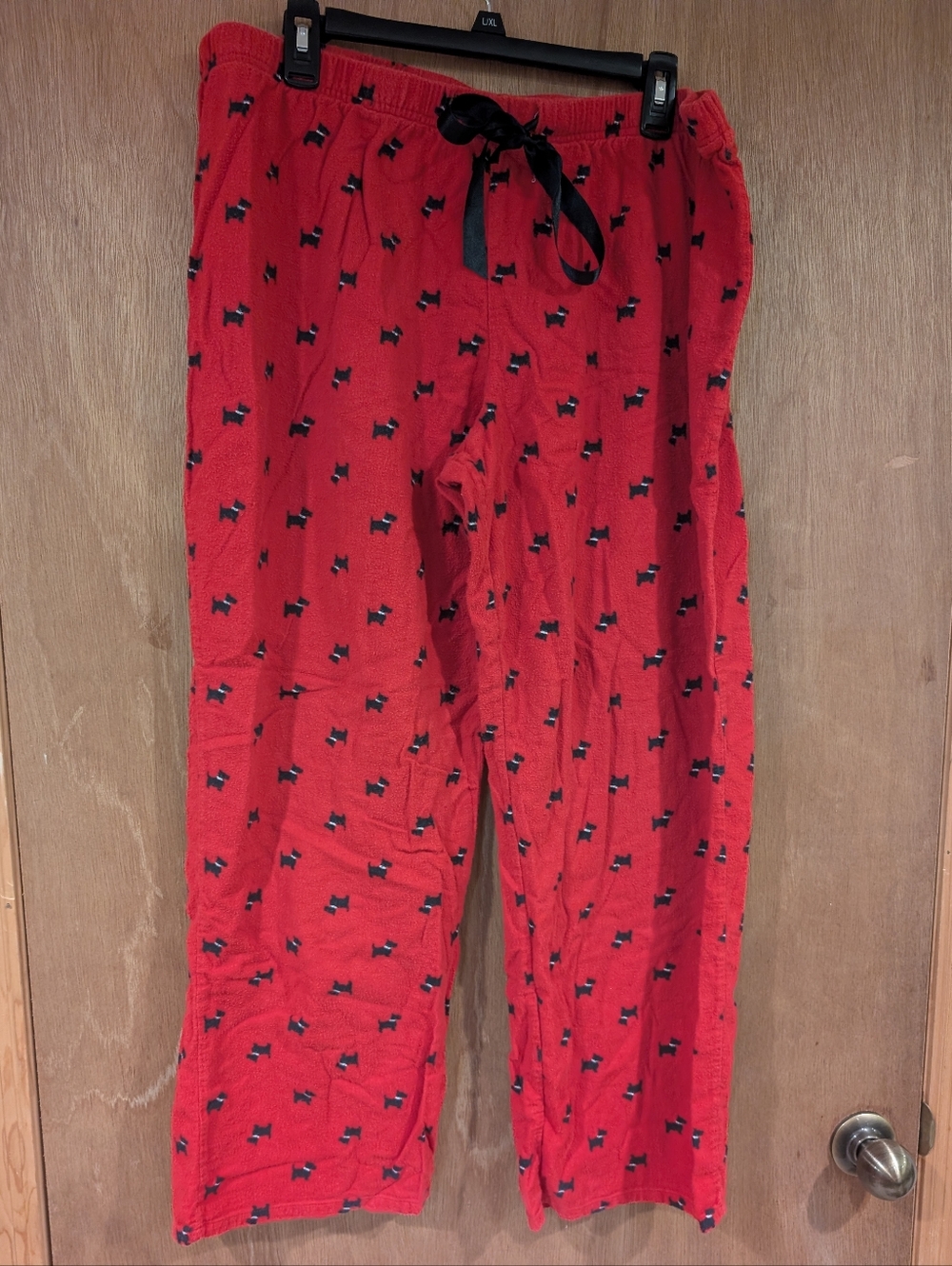 Red Lounge Pants with Black Scottie Dog Pattern
